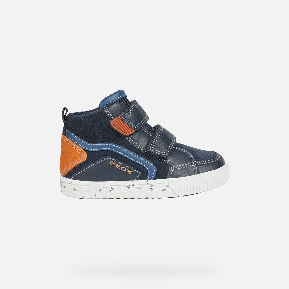 Basket Geox Kilwi Boy - Bleu Marine/Orange - Bebe 273165-OZL